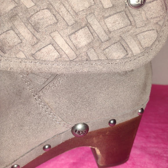 SOLD women's ugg boots w braided leather and wooden heels in awesome condition - Picture 7 of 11